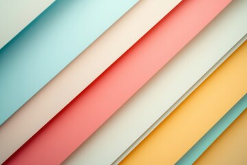 Obraz premium Pastel paper layers in diagonal, with shades of blue, pink, and yellow. It can be used as a backdrop for presentations or graphic design work.