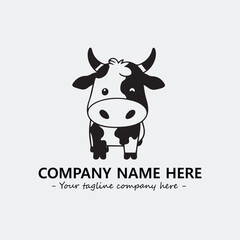Cow illustration black and white for logo company vector image
