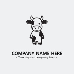 Cow illustration black and white for logo company vector image
