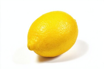 Single yellow lemon fruit isolated on white background