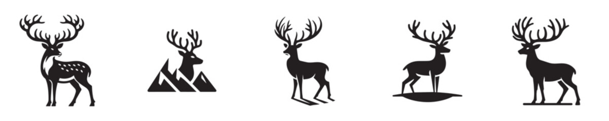 cute deer silhouette vector set