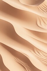 Soft, rolling dunes stretch across the serene desert landscape, bathed in warm sunlight that highlights their intricate, flowing patterns and textures