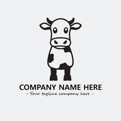 Cow illustration black and white for logo company vector image
