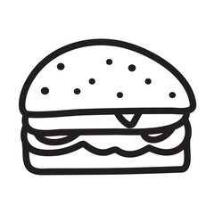Burger. Fast food illustration. Outline isolated icon. Vector design on white background.