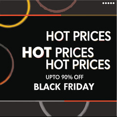 Fototapeta premium Black Friday typography banner. Black Friday modern linear typography text illustration isolated on black background. Design template for Black Friday sale banner.