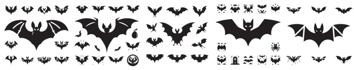 vector set of bat silhouettes