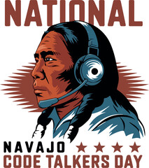 National Navajo Code Talkers Day  T-shirt design, design commemorates August 14 Navajo Code Talkers Day.