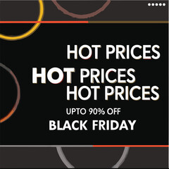 Fototapeta premium Black Friday typography banner. Black Friday modern linear typography text illustration isolated on black background. Design template for Black Friday sale banner.