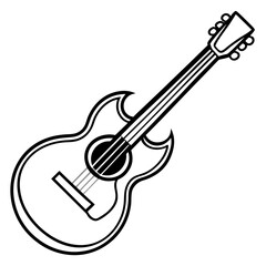 Obraz premium Vector silhouette of a guitar with an elaborate curved body