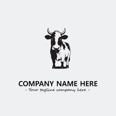 Cow illustration black and white for logo company vector image
