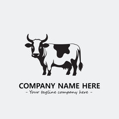 Cow illustration black and white for logo company vector image
