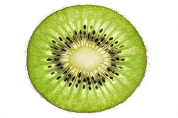 Kiwi fruit slice close up isolated on white background