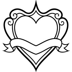 Fototapeta premium Intricate Heart Banner in Line Art Style