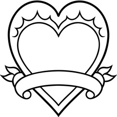 Intricate Heart Banner in Line Art Style