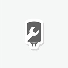 Water heater repair icon sticker isolated on gray background