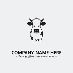 Cow illustration black and white for logo company vector image
