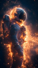 Fototapeta premium Cosmic Vibes Astronaut Sparkling Stars Surrounded Galactic Energy Field Image