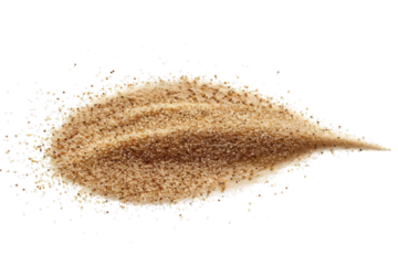 Golden grains of sand swirling on a gentle breeze beneath the warm sun, evoking a tranquil moment by the seaside at midday isolated on transparent background