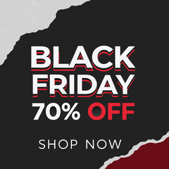 Obraz premium Black Friday typography banner. Black Friday modern linear typography text illustration isolated on black background. Design template for Black Friday sale banner.