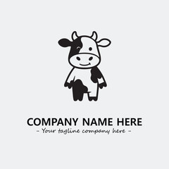 Cow illustration black and white for logo company vector image
