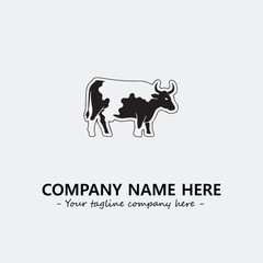 Cow illustration black and white for logo company vector image
