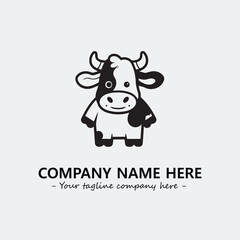 Cow illustration black and white for logo company vector image
