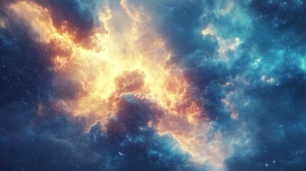 Fototapeta premium Cosmic Nebula: A Celestial Tapestry of Fire and Ice