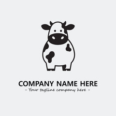Cow illustration black and white for logo company vector image
