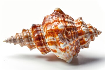 Obraz premium Natural beauty of a spiral seashell captured with intricate patterns and vivid colors against a clean white background isolated on transparent background