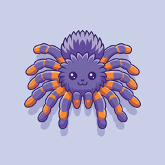 Cute Tarantula Cartoon Vector Icon Illustration. Animal Nature Icon Concept Isolated Premium Vector. Flat Cartoon Style