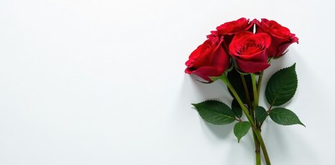 Red rose bouquet shadow, white canvas background, flowers, form