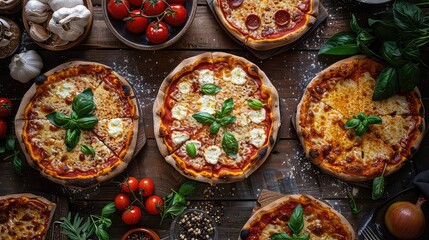 Assortment pizza variety delicious homemade