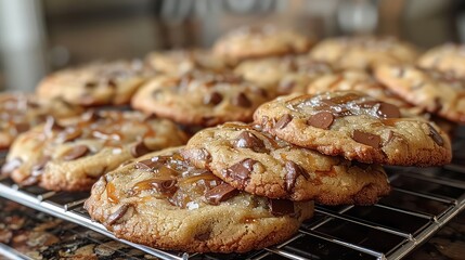 Baked chocolate caramel cookies
