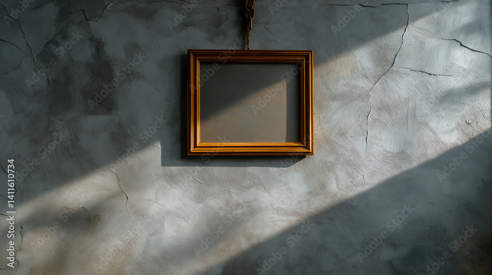 Poster empty picture frame hanging on a textured wall