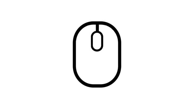 Mouse click animation on white background, pressing right and left mouse click