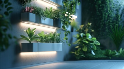 Indoor Vertical Garden with LED Lighting: A Serene Oasis of Greenery