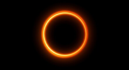 Orange Ring Abstract Design on Black - Abstract design featuring a glowing orange ring on a black background. Symbolizes infinity, wholeness, energy, potential, and cycle