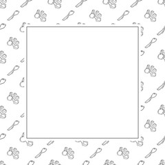 kitchen utensil frame. doodle kitchenware square frame. kitchen background