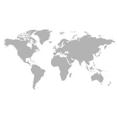 Fototapeta premium Flat Grey World Map Vector – Global Geography Illustration