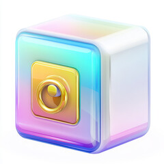 Colorful Glossy Cube with Golden Ring for Modern Design Projects