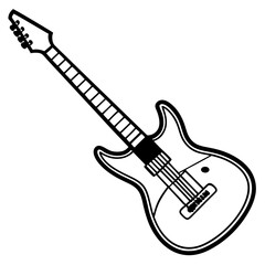 Fototapeta premium Vector silhouette of an electric guitar with a classic body shape