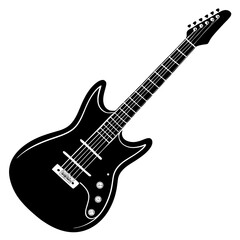 Vector silhouette of an electric guitar with a classic body shape