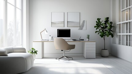 Modern Minimalist Home Office Design with Natural Light