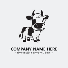 Cow illustration black and white for logo company vector image
