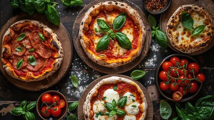 Different pizza types delicious variety