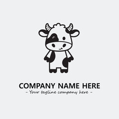 Cow illustration black and white for logo company vector image
