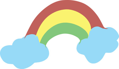 A vivid depiction of a rainbow with blue clouds, highlighting simplicity, joy, and creativity.