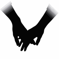 Silhouette of nurse and patient hands clasped, compassion and care