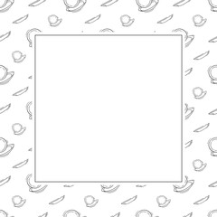 kitchen utensil frame. doodle kitchenware square frame. kitchen background