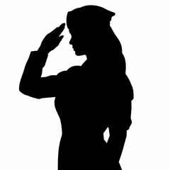 Female soldier saluting in silhouette, honoring service and sacrifice